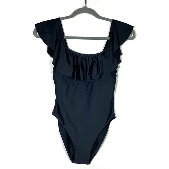 Gianni Bini Black Ruffle One Piece Swimsuit XS NWT - Picture 1 of 6